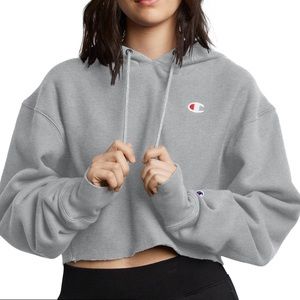 Champion Grey Cropped Hoodie